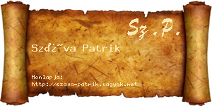 Száva Patrik névjegykártya